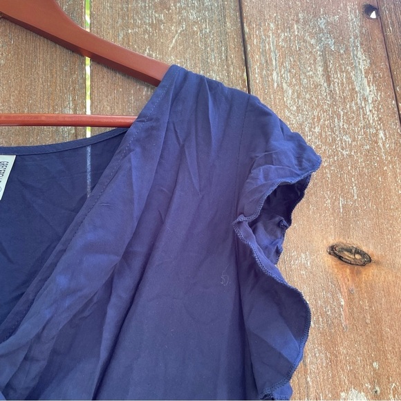 Women’s Navy Blue Light Flowy Dress with Ruffle Edging Size Small - Picture 4 of 11